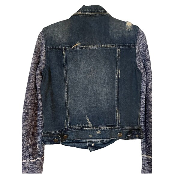 Free People Jean Denim Jacket‎ Size Small, Distressed, Button Close, No Hood. - Picture 7 of 9